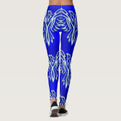 IJsblauwe metallic-look Phoenix op Royal Blue Leggings (Achterkant)