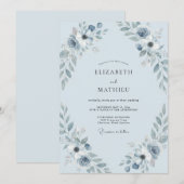 Ijsblauwe Pioen Trouw Kaart (Voorkant / Achterkant)