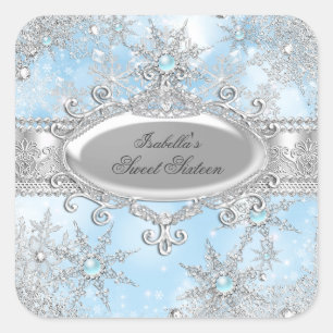 Ijsblauwe Prinses Winter Wonderland Sweet 16 AB Vierkante Sticker