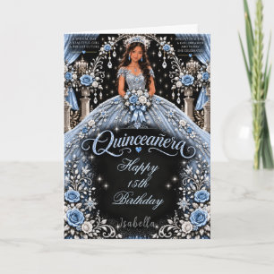 IJsblauwe Quinceañera-viering Kaart