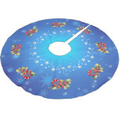 IJsblauwe rode bessen & sterren Kerstmis Kerstboom Rok (Gekanteld)