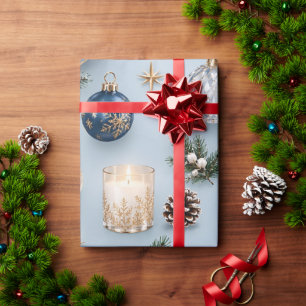 Ijsblauwe saffier kerstornamenten cadeaupapier