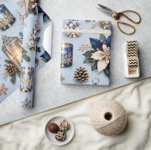 Ijsblauwe saffier winter kaarslicht cadeaupapier