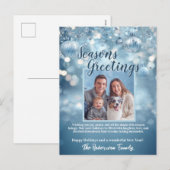 IJsblauwe Sneeuw Glitterende Familie Foto Vakantie Feestdagenkaart (Voorkant / Achterkant)