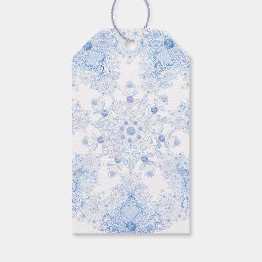 IJsblauwe sneeuwvlok Cadeaulabel (Achterkant)