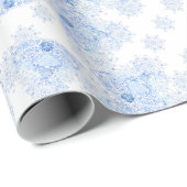 IJsblauwe sneeuwvlok Cadeaupapier (Rol Hoek)