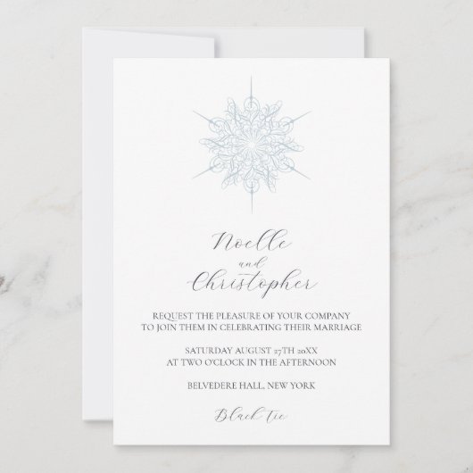 IJsblauwe sneeuwvlok Elegante Winter bruiloft Kaart (Voorkant)