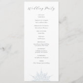 IJsblauwe sneeuwvlok Elegante Winter bruiloft Programmakaart (Achterkant)