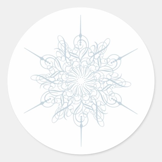 IJsblauwe sneeuwvlok Elegante Winter bruiloft Ronde Sticker (Voorkant)