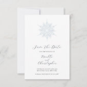 IJsblauwe sneeuwvlok Elegante Winter bruiloft Save The Date (Voorkant)