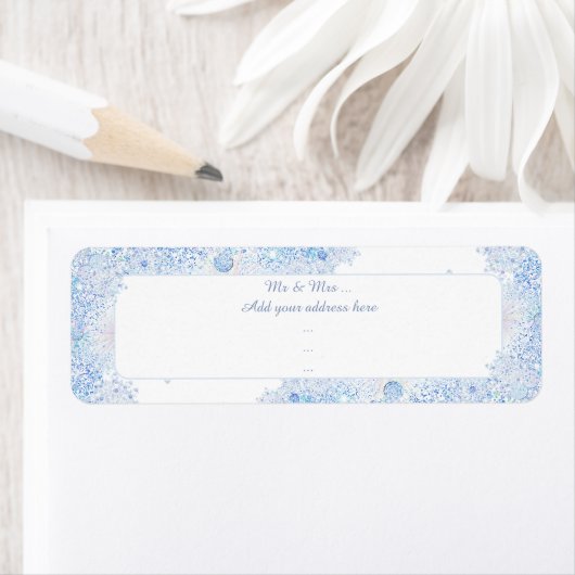 IJsblauwe sneeuwvlok Etiket (Insitu)