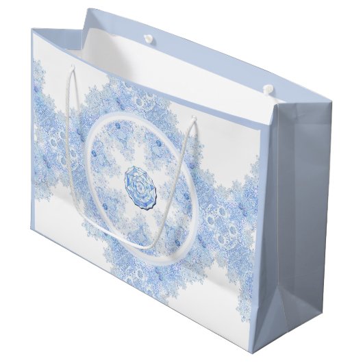 IJsblauwe sneeuwvlok Groot Cadeauzakje (Voorkant Gekanteld)