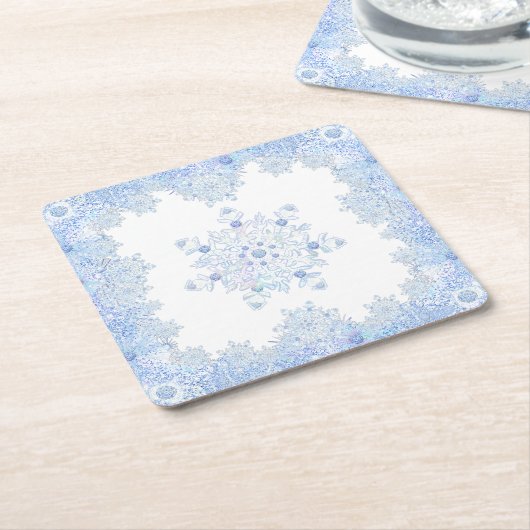 IJsblauwe sneeuwvlok Kartonnen Onderzetters (Schuin)