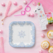 IJsblauwe sneeuwvlok Papieren Bordje (Feest)