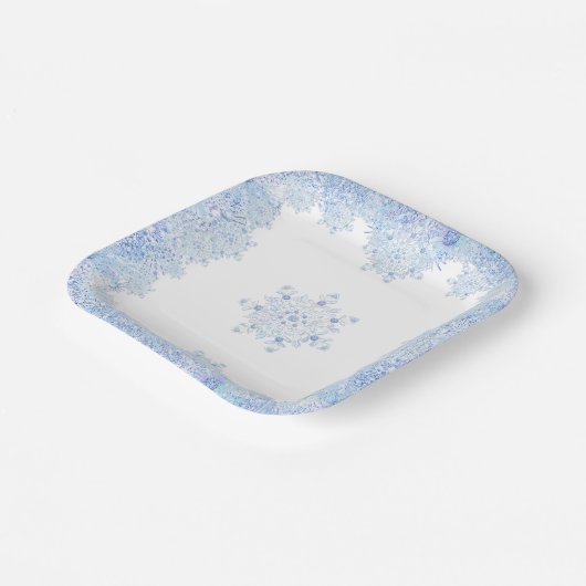IJsblauwe sneeuwvlok Papieren Bordje (Gebogen)