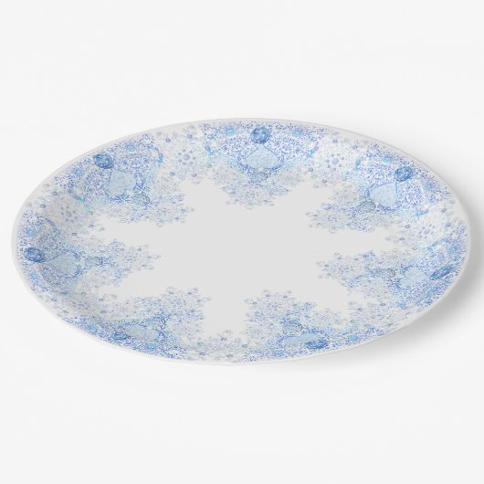 IJsblauwe sneeuwvlok Papieren Bordje (Gekanteld)