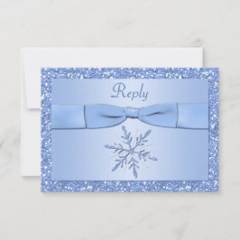 Ijsblauwe Sneeuwvlok Responskaart RSVP Kaartje