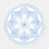 IJsblauwe sneeuwvlok Ronde Sticker (Voorkant)