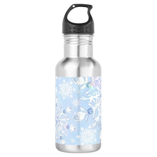 IJsblauwe sneeuwvlok Waterfles (Voorkant)