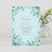 Ijsblauwe Spar Eucalyptus Bruiloft Kaart (Staand voorkant)