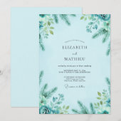 Ijsblauwe Spar Eucalyptus Bruiloft Kaart (Voorkant / Achterkant)