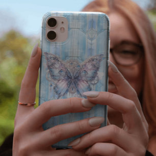 Ijsblauwe Steampunk Vlinder Case-Mate iPhone 14 Hoesje
