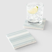 IJsblauwe strepen Stenen Onderzetter (Zijkant)