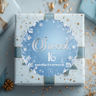 Ijsblauwe vorst sprookjesachtige winter sneeuw zoe ronde sticker