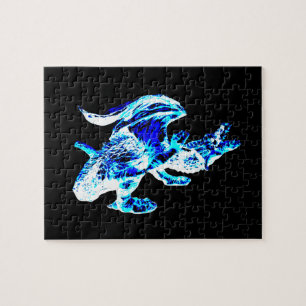 Ijsblauwe Vorstdraak Vliegende Fantasie Draak Kuns Legpuzzel