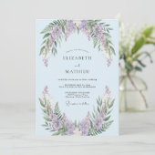Ijsblauwe Whimsical Wisteria Bruiloft Kaart (Staand voorkant)
