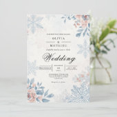 Ijsbloemblad Winter Bloemen Bruiloft Kaart (Staand voorkant)