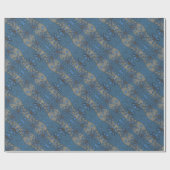 ijsbloemen, blauw en grijs bloempatroon, rustisch cadeaupapier (Vlak)