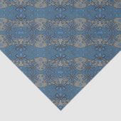 ijsbloemen, blauw en grijs bloempatroon, rustisch tissuepapier (Detail)