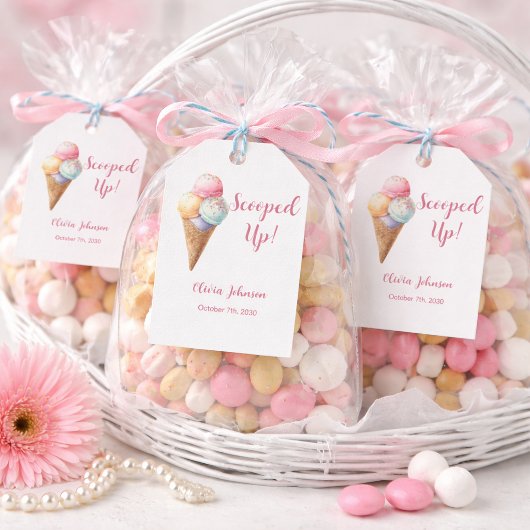 Ijsbolletjes Whimsical Roze Bruidsfeest Cadeaulabel