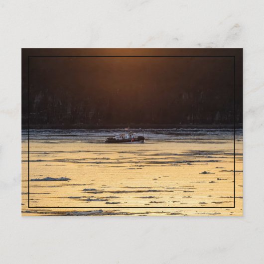 Ijsbreker bij zonsondergang briefkaart (Voorkant)