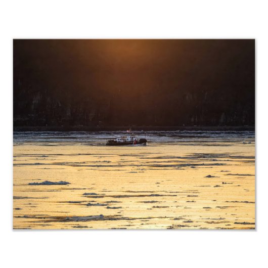 Ijsbreker bij zonsondergang foto afdruk (Voorkant)