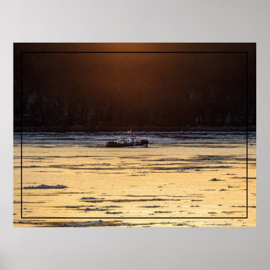 Ijsbreker bij zonsondergang poster (Voorkant)