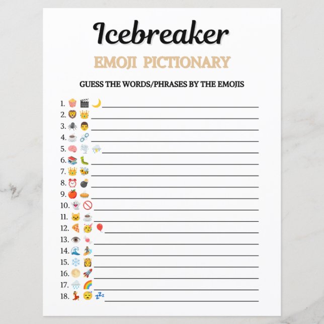 Ijsbreker Emoji Pictionary Spel (Voorkant)