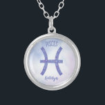 ijsbreker Gepersonaliseerd Paars Zilver Vergulden Ketting<br><div class="desc">Dit  paars en lavender Pisces ketting kenmerkt je astrologisch teken van de Zodiac in een prachtige glans zoals de constellaties. Pas dit schattige geschenk met jouw naam in krullend manuscript voor iemand aan met een verjaardag eind Februari of vroege Maart.</div>