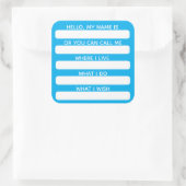 Ijsbreker Gesprek Naamlabel Met Info Vierkante Sticker (Tas)
