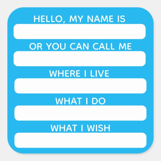 Ijsbreker Gesprek Naamlabel Met Info Vierkante Sticker (Voorkant)