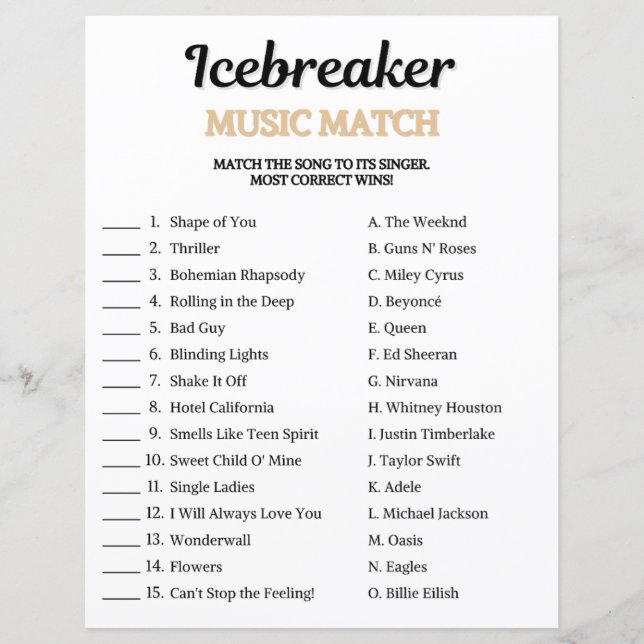 Ijsbreker Muziek Match Spel (Voorkant)
