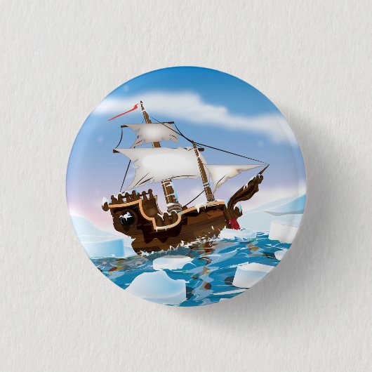 Ijsbreker Schip Ronde Button 3,2 Cm (Voorkant)