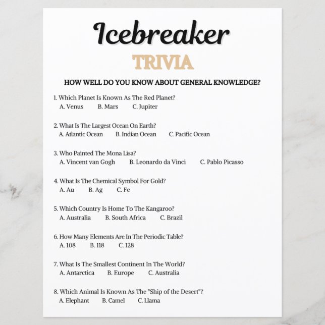 Ijsbreker Trivia Spel (Voorkant)