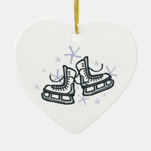 ijschaatsen en sneeuwvlokken grafisch keramisch ornament