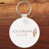 Ijsclub Cute Pastel Typografie Sleutelhanger (Achterkant)