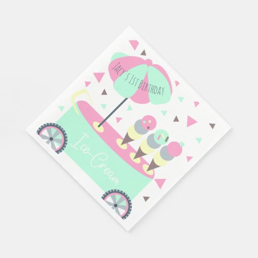 Ijscoman Confetti Verjaardagsfeest Roze Servet (Hoek)