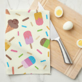 Ijscoman en ijslolly's met eigen naam theedoek (Quarter Fold)