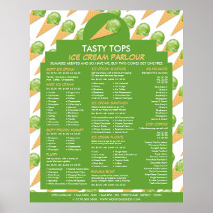 Ijscoman, Menu ijszaak Poster