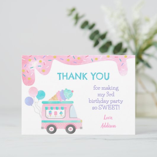 Ijscomobil Verjaardagsfeest Dank Je Kaarten (Staand voorkant)